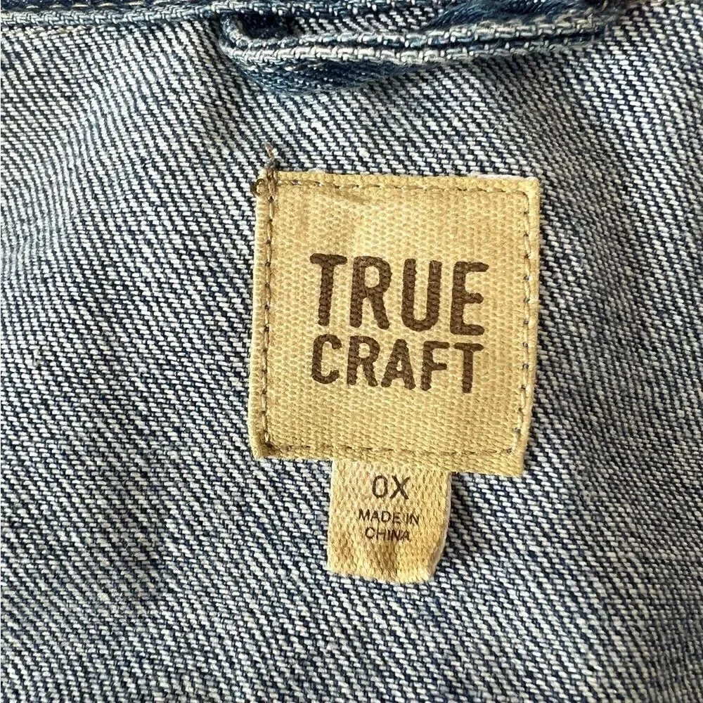 NWOT True Craft Distressed Cropped Blue‎ Jean Jacket - 0X